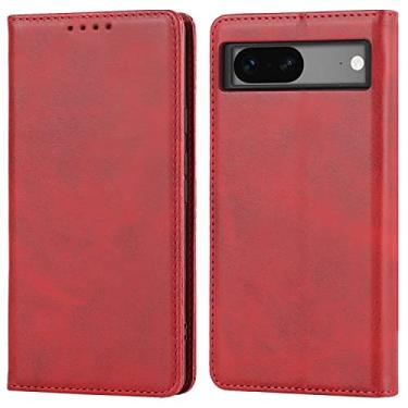 Imagem de Havaya Capa carteira para Google Pixel 7A com porta-cartões, capa de telefone feminina para Google 7A, capa flip para celular com compartimentos para cartão de crédito, couro PU para homens-vermelho