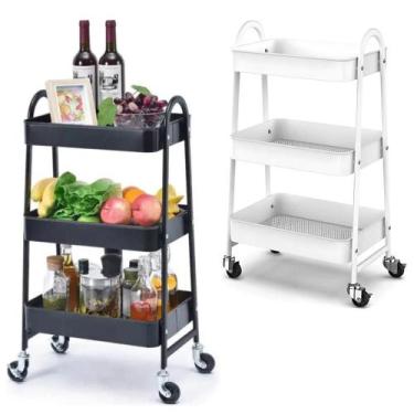 Imagem de Carrinho Organizador com Rodinhas de Metal Multiuso 3 Andares - GLOBAL