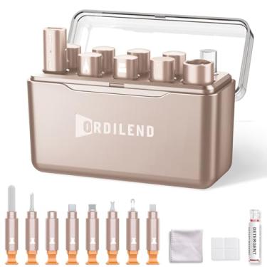 Imagem de Kit de limpeza para iPhone Ordilend Multiferramenta de limpeza e reparo de porta de carregamento, cabo Lightning, para celular, iPad, conectores, alto-falante, capa de armazenamento, titânio-deserto