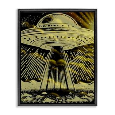 Imagem de Stupell Industries Mysterious Alien UFO Black Framed Floater Canvas Wall Art, design por Jesse Keith, 25 x 31