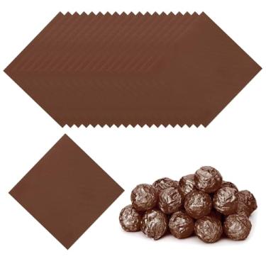 Imagem de PATIKIL Embalagens de doces de 7,5 cm, 100 peças de papel de embrulho de chocolate para decoração de doces caseiros de caramelo faça você mesmo, embalagem de bolo de chocolate, café leve