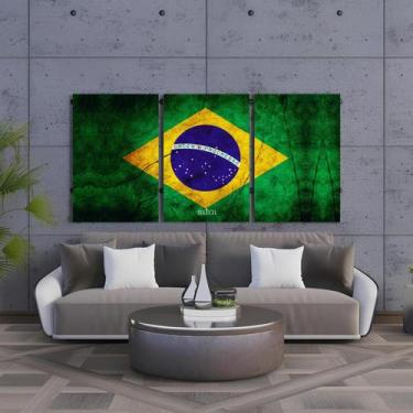 Imagem de Kit 3 Quadro Decorativo Bandeira Brasil Patriota Sala Quarto - Telech,