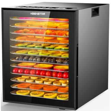 Imagem de KEENSTAR Desidratador De Alimentos Para Carne Seca, 12 Bandejas De Aço Inoxidável, 10 Predefinições, Controle De Temperatura De 165°F, Temporizador De 48 Horas, Máquina De Secagem De 850 W Para Pet