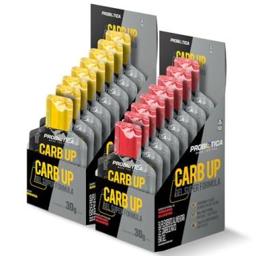 Imagem de Kit 2x Carb Up Gel Super Formula Display C/10 Sachês Cada - Probiótica - Repositor de Energia (2 Caixas, Banana/Morango)