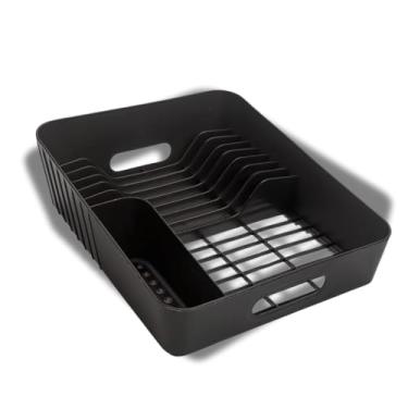 Imagem de Escorredor de Louça Compacto Preto com Porta Talheres | Perfeito para Bancadas Pequenas | Prático e Funcional | Cozinha Organizada | Ideal para Pratos, Copos e Talheres