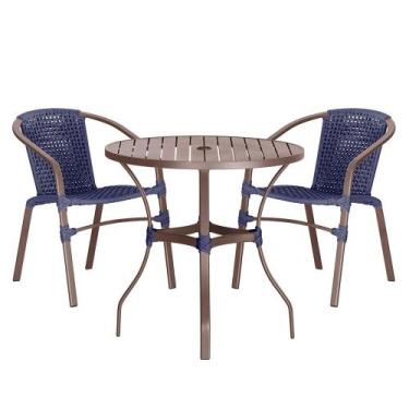Imagem de 02 Cadeiras Floripa e Mesa Roma 100Cm Marrom e Corda Nautica Trama Ori