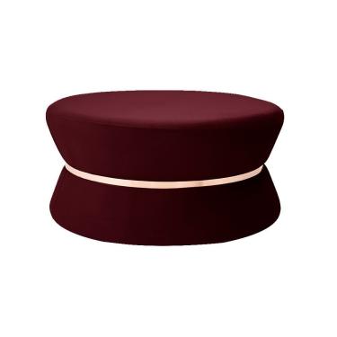 Imagem de Puff Sala de Estar 95cm Dhaka Veludo Vinho Gran Belo