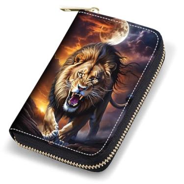 Imagem de stmedazm Porta-cartões de crédito para mulheres, carteira pequena de couro com bloqueio de RFID, carteira sanfonada com zíper, bandeira mexicana, totem asteca maia, Estojos de cartão stm-194