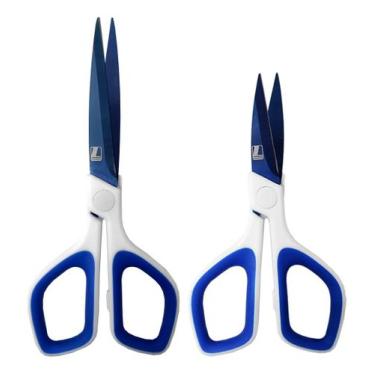 Imagem de 02 Tesouras Precisão Hobby Papel Tecido Plastico Couro - Lanmax
