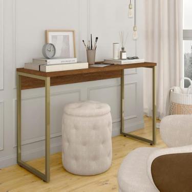 Imagem de Escrivaninha 1,20m Estilo Industrial Cayman Dourado/freijó - M.a Dourado/freijó