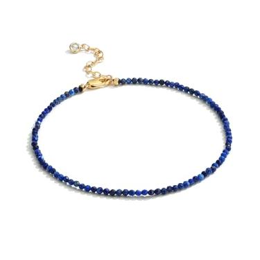 Imagem de DREMMY STUDIOS Tornozeleira feminina banhada a ouro 14 K, feita à mão, com contas, corrente de elos de contas para presente, Medium, Sem Pedra Preciosa