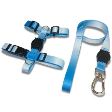 Imagem de Coleira Peitoral Tipo H para Cães - Anti-Puxão com Guia de 1,10m | Varias Estampas (Azul Claro,P)