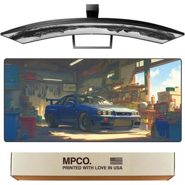 Imagem de MPCO. Tapete de mouse grande para jogos - 91.4 cm x 43.2 cm Aeroglyde Mangá Motors Geralds-GTR Mouse Pad - Tapete de mouse de mesa completo para controle suave - Antiderrapante, acabamento suave