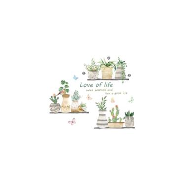 Imagem de Love of Life Potted Plant & Butterfly Decorative Window&Wall Sticker - Vibrant Colors, Easy Peel&Stick,Removable&Reusable Wall Sticker,DIY Wall Decals Perfect for Kids Room and Nursery Décor