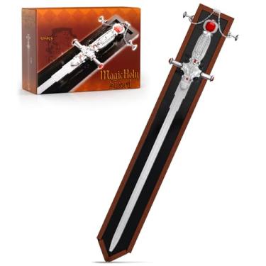 Imagem de HIGH GODO Conjunto de blocos de montar Goblins Sword Magic Holy Sword de 95 cm com cabo de rubi branco, conjunto de espadas de anime cosplay para fãs de crianças a partir de 8 anos (605 peças)