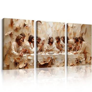 Imagem de A Última Ceia Pintura de Parede Jesus Cristão Tela Decoração de Parede Pôster Religioso da Bíblia Jesus Cristão Arte Última Ceia Imagem para Sala de Jantar Sala de Estar 61 x 91 cm Pronto para