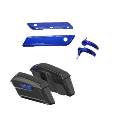 Imagem de POWER JAMES Capa de alumínio para dobradiça azul esquerda e direita para Harley Davidson 2014-2023 Touring (azul)