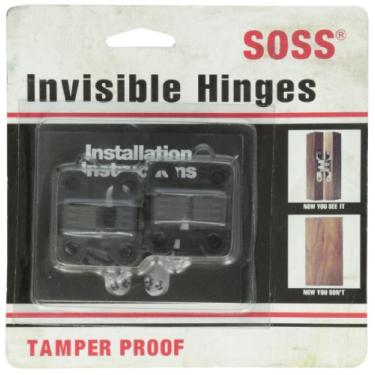 Imagem de SOSS Dobradiça invisível de zinco 303 com furos para aplicações em madeira ou metal, montagem embutida, acabamento exterior preto E-coat (pacote com 2)