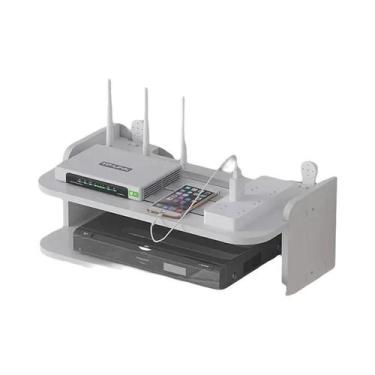 Imagem de Prateleira De Parede De 2 Camadas Para TV Box Router DVD Player Rack D