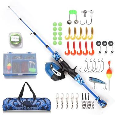 Imagem de doorslay Vara De Pesca Infantil E Carretel, Kit Completo, 1,2 M/3,94 Pés, Fundição Telescópica Com Anzóis Giratórios, Iscas Bolsa Transporte