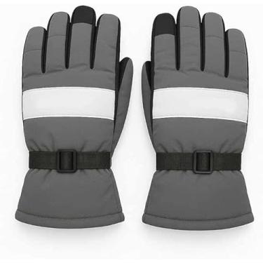Imagem de Luvas de Inverno para Motociclista, ne e frio inverno, Impermeável, Resistente à Chuva, com Forro Interno e Regulagem no Pulso (CINZA)