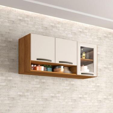 Imagem de Aéreo 03 Portas Reflecta Valência Branco Salleto Móveis Cinamomo Com Off White