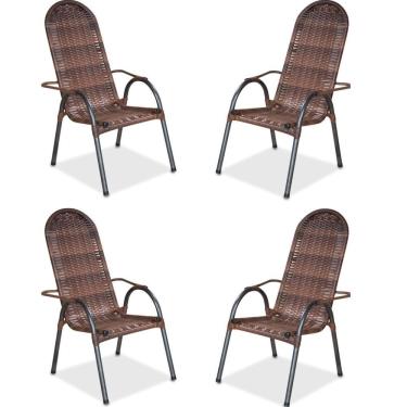 Imagem de Kit 04 unidades Cadeira JJ Big de Junco Fibra super-reforçada preto craqueada