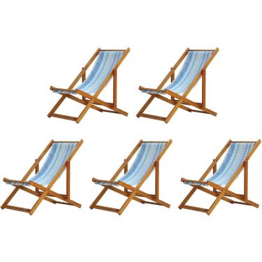 Imagem de Kit 5 Cadeiras Espreguiçadeira Preguiçosa Dobrável Mel Sem Braço