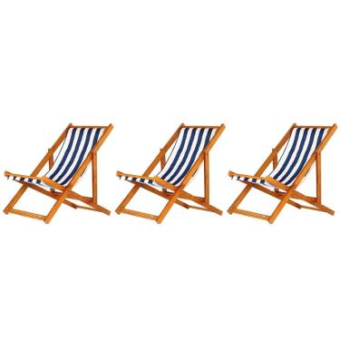 Imagem de Kit 3 Cadeiras Espreguiçadeira Preguiçosa Dobrável Sem Braço Mel