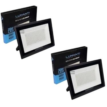 Imagem de Kit 2 Refletor LED retangular IP65 200W 3000k quente LUMANTI