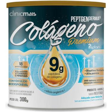 Imagem de Colágeno Hidrolisado Premium PEPTGEN Derma 9g Silício Orgânico Neutro 300g-Unissex