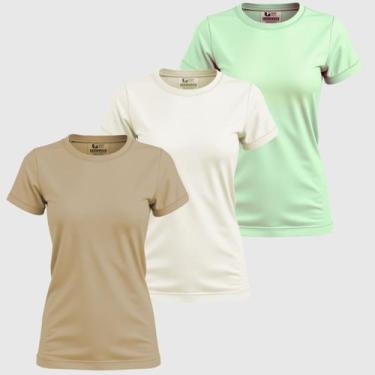 Imagem de Kit 3 Blusinhas Femininas Camiseta Basica 100% Algodão Gola Redonda Fa