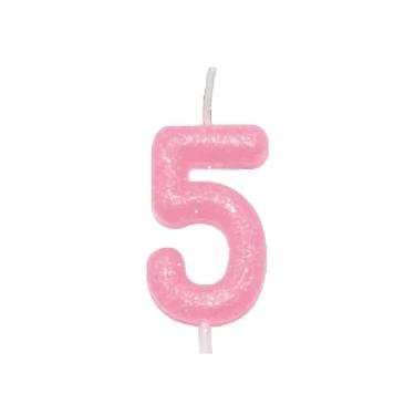Imagem de Vela Aniversario Rosa c/Glitter - Silver Festas (Numero 5)
