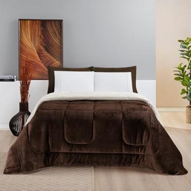 Imagem de Cobertor edredom grosso macio lã de ovelha sherpa coberdrom SOLTEIRO QUEEN e KING (Marrom, Solteiro)