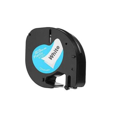 Imagem de Kit 8 Fitas Compatível Dymo Letratag 91201 Branca Letra Preta 12mm - G