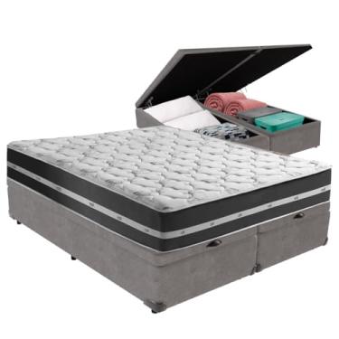 Imagem de Anjos, Cama Box Queen Preto com Base Baú Cinza Classic Anjos