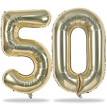 Imagem de Champagne Gold Number 50 Birthday Balloons, 40 Inch Large Foil Number 5 and 0 Balloons for Women, 50th Birthday Balloons Light Gold for 50 Year Old Men Anniversary Birthday Party Decorations Supplies