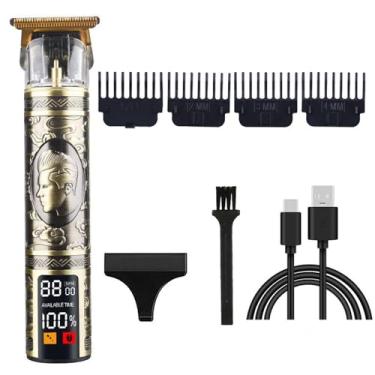 Imagem de Aparador de cabelo profissional para homens e mulheres, sem fio, recarregável, aparador de cabelo, kit de cuidados com corte corporal de metal, barbearia (cara bonito de tela grande)
