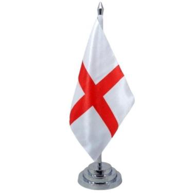 Imagem de Bandeira Mesa Dupla Face Inglaterra Mastro 29 Cm Alt Cetim - Sp Bandei