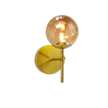 Imagem de Arandela Moderna Jabuticaba Dourada Globo Bola De Vidro Âmba