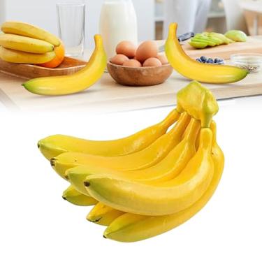 Imagem de Banana falsa, banana de plástico, bananas amarelas artificiais, isopor, bananas falsas, planta falsa, fruta de plástico para decoração de casa e cozinha (7 bananas)