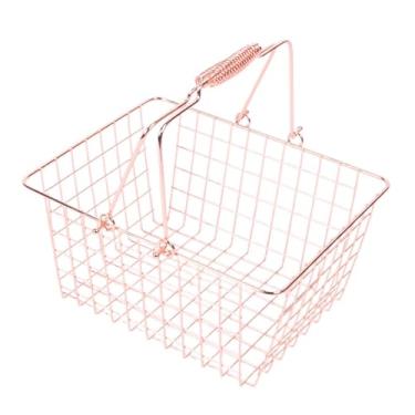 Imagem de AFXGUSD Cesta de Compras, Cestas de Arame, Cesta de Armazenamento de Metal Portátil, Organizador de Supermercado para Brinquedos, Vegetais, Frutas, Banheiro, L