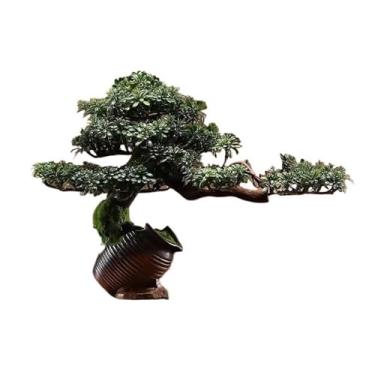 Imagem de Plantas artificiais para entrada de interior decoração de árvore simulação bonsai vegetação ornamentos artificiais vasos plantas paisagem vaso falso