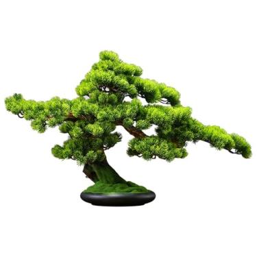 Imagem de Plantas Artificiais Chinês Hotel Desktop Paisagismo Folhas de Cipreste Artificial Enfeites Bonsai Artificial Árvore Artificial Vaso Sintético