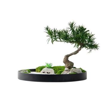 Imagem de Plantas Artificiais Mesa Redonda Centro Luz Decorativa Luxo Floral Hotel Mesa Simulação Ornamentos de Árvore Ornamentos de Vegetação Chinesa Vaso Sintético