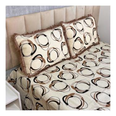 Imagem de Jogo de Colcha Casal Box Linhão com Franja e Fronhas Algodão – Cobre Leito Estampado Dupla Face, Macio e Durável(MODELO - 16)