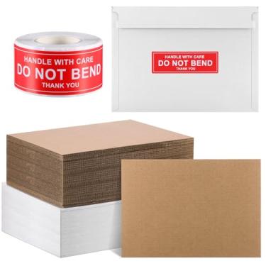 Imagem de Honoson Pacote com 30 envelopes autoadesivos de documentos fotográficos de 30 x 23 cm com 30 adesivos espessos de papelão ondulado e não dobrados, envelopes de envio de papelão branco para CD, fotos