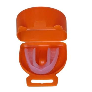 Imagem de Estojo Laranja e Protetor Bucal Simples Moldável P/ Muay Thai, Boxe - 