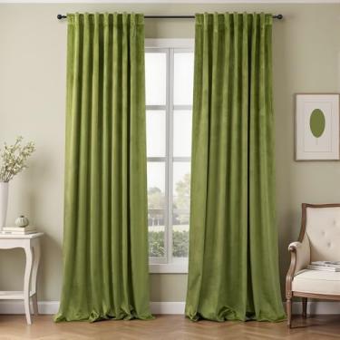 Imagem de Cortinas de veludo verde musgo para quarto de crianças, meninos, 2 painéis, 2 painéis, elegante, bloqueio de luz, à prova de som, cortina térmica para berçário, sala de jantar, decoração moderna de
