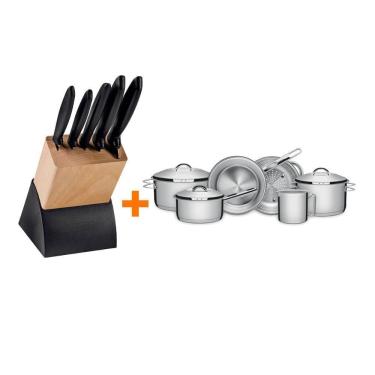 Imagem de Faqueiro Plenus 6Pç + Jogo Panelas Inox Solar 6Pç Tramontina